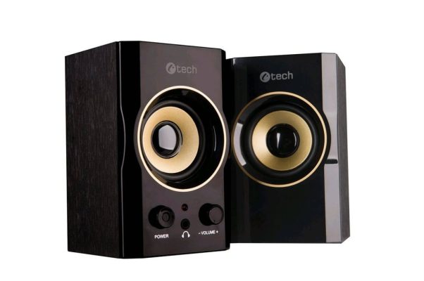 C-Tech SPK-11, 2.0, Wood, Black-Gold, Jack/USB